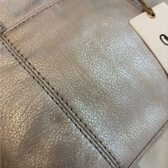 HOBO Kingston Mini Tote in Metallic Silver Leather w/ removable crossbody strap - Picture 7 of 14